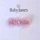 Organza square petal flower on barrette, Small plastic barrette, Navy