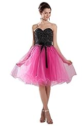 Strapless Organza/Satin Beaded Open-Back Cocktail Short Sweetheart Prom Dress/Party Dress 