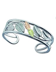 Landstroms Sterling Silver Cuff Bracelet with Black Hills Gold Leaves - BR905SS