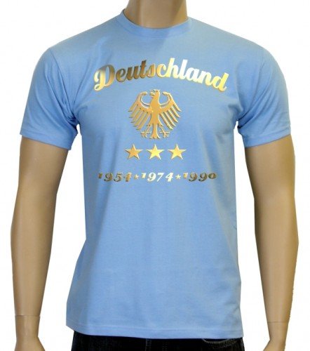 WM 2014 Fußball Deutschland Adler Gold 3 Sterne T-Shirt sky-gold, Gr.L