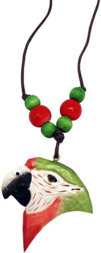 Wood Parrot Rope Necklace - Handcrafted Wood Jewelry