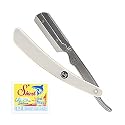 Parker SRW Stainless Steel Straight Edge Barber Razor & 120 Shark Super Stainless Blades