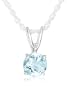Sterling Silver 6mm Round Blue Topaz Pendant with Light Rope Chain Necklace, 18"