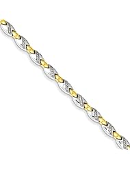 Genuine .925 Sterling Silver & 14K Diamond Bracelet 9.5 Grams . 100% Satisfaction Guaranteed.