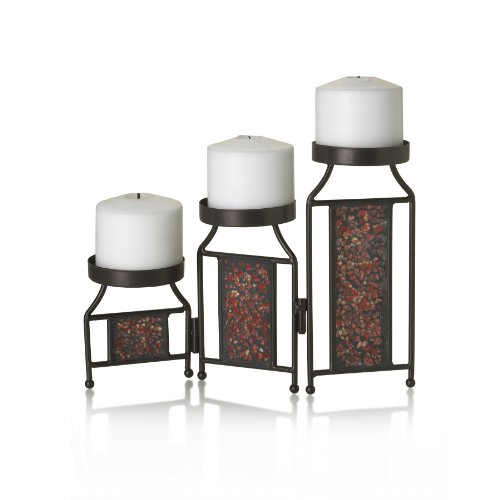 Elements 8-Inch Red Mosaic Pillar Holder