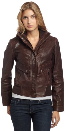 Cole Haan Women's Vintage Lamb Bomber Jacket - Dark Brown - X-Large product image
