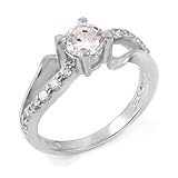 .925 Sterling Silver Engagement Ring, 2.00 Carat Total Weight, of only the Finest Diamond Colored Cubic Zirconia Set in Round Cut Stones, Free Shipping, Sale Price Offer, Comes with Free Special Gift Pouch and Box