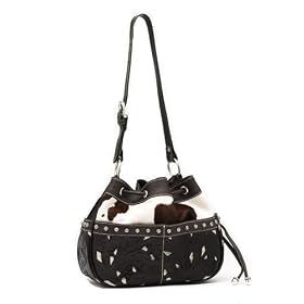 American West Prarie Rose Collection Drawstring Hobo Front and Side Pockets Silver Buckle