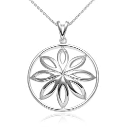 Sterling Silver Open Circle Flower Pendant