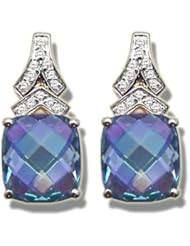 .09 ct 10X8 Antique Checkercut Mystic Adieu Topaz Earring