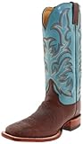 Justin Boots Women's Aqha Lifestyle Collection 13" Remuda Series Boot Wide Square Double Stitch Toe Leather Outsole,Antique Brown Smooth Ostrich/Turquoise Crunch Goat,6 B US