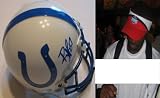 REGGIE WAYNE,INDIANAPOLIS COLTS,MIAMI HURRICANS,SIGNED MINI HELMET WITH COA