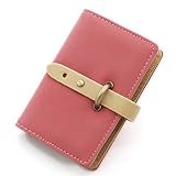 DEEZOMO Leather Unisex Credit Card Holder with 26 Card Slots - Book Style - Size 4.2L X 3 X 0.7 Inches - Rose