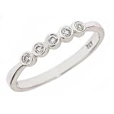 0.13ct 5 Stone Diamond Wedding Anniversary Band Ring in Bezel Setting 14K White Gold (VS Clarity, F...