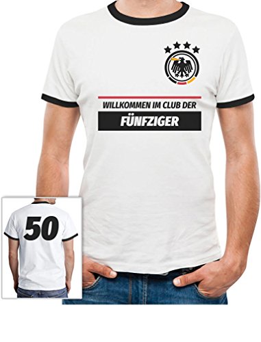 50 Geburtstag Geschenk – Willkommen im Club der 50er Deutschland Trikot T-Shirt Large Weiß/Schwarz