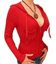 Blue Banana Red Zip Up Hooded Stretchy Cardigan