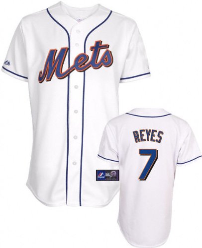 MLB Jose Reyes New York Mets Youth Short Sleeve 6 Button Synthetic Replica Jersey (White, Small)