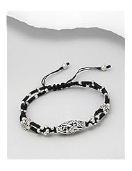 Flower Cotton Waxed Thread Bracelet In Zinc