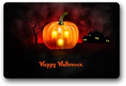 Funny Jack-O-Lantern Happy Halloween Art Non-woven Fabric Door Mat Indoor/Outdoor/Bathroom Doormat Rugs for Home/Office/Bedroom 23.6"(L) x 15.7"(W)
