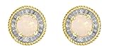 10k Yellow Gold, October Birthstone, Opal and Diamond Earrings