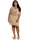 Wrapper Plus-Size V-Back Cowl-Neck Jersey Dress