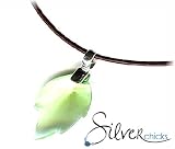 SilverChicks Necklace - Peridot Swarovski Crystal Leaf Pendant
