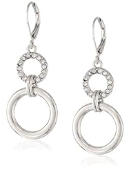 T Tahari "Essentials" Pave Circle Gold Drop Earrings