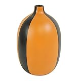 Handmade Terracotta Vase with Orange and Charcoal Stripes