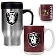 Oakland Raiders NFL Travel Mug & Gameball Ceramic Mug Set - Primary logo