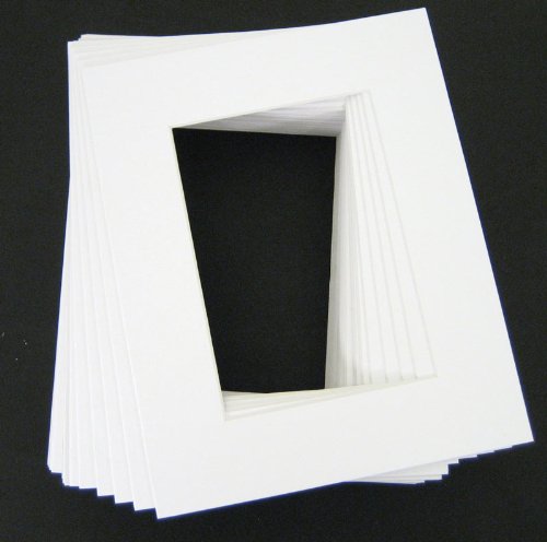Pack of 20 11x14 White Picture Mats with White Core Bevel Cut for 8x10 Pictures