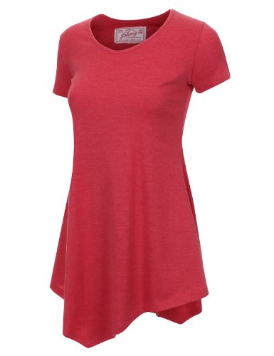 Made By Johnny Women's Short Sleeve Handkerchief Hem Tunic