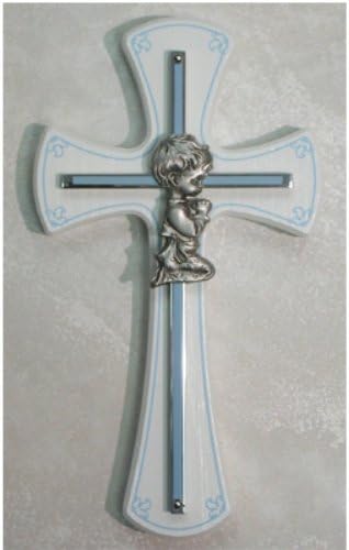 McVan Inc. 7" Boy Cross On White Wood - Décor Gift Religious 73-10-MCVAN