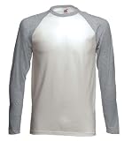 Long sleeve baseball t-shirt Heather Grey and White Large (41 - 43 inch chest)