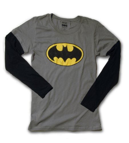  DC Comics Batman Distressed Logo Ladies Long Sleeve T-shirt Tee
