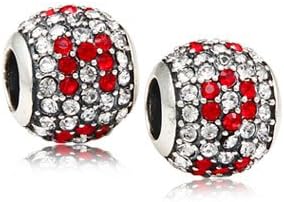 Everbling Pave Lights with Austrian Crystal Red Mom Authentic 925 Sterling Silver Bead Fits Pandora Chamilia Biagi Troll Charms Europen Style Bracelets