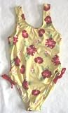 Girls 7-16 1-Piece Swimsuit Tie Sides - Yellow/Red Floral