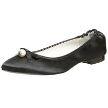 Anne Klein New York Women's Amarilla Flat,Black Satin,10 M