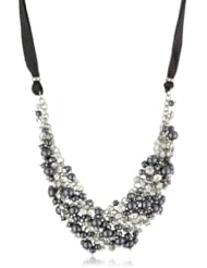 Nina Melanie Charcoal Glass Pearl and Crystal Necklace