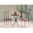 3pc Bistro Metal & Wood Dining Tea Table & 2 Chairs Set