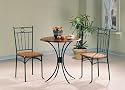 Bistro Metal & Wood Dining Tea Table & 2 Chairs 3 Piece Set
