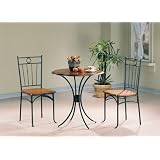 Bistro Metal & Wood Dining Tea Table & 2 Chairs 3 Piece Set