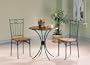 3pc Bistro Metal & Wood Dining Tea Table & 2 Chairs Set