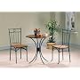 Bistro Metal & Wood Dining Tea Table & 2 Chairs 3 Piece Set
