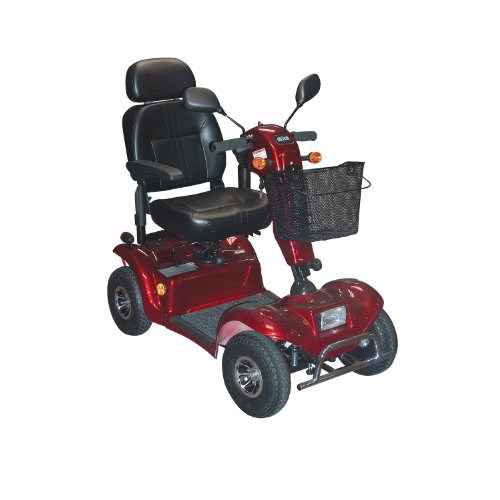 Drive Medical Odyssey Full Size 4 Wheel Scooter with Batteries and Charger, Red, Full Size