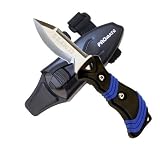 Scuba Diving Snorkeling Sharp Tip Stainless Steel Knife 3 Blade - Blue