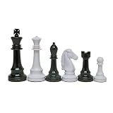 Best Value Staunton Chessmen - Black and White Plastic with 3 1/2