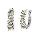 Sterling Silver Genuine Peridot Diamond Hoop Earrings