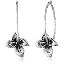 Lucky Brand Silver-Tone Orchid Hoop Earrings
