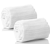 Pair of 100% Pure Cotton Cellular Baby Blanket for Pram Cot Bed Moses Basket Crib in Blue Pink or Wh