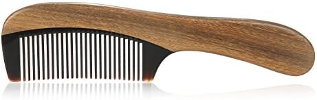 Karsd Hair Combs Green Sandal Wood Comb & Black Ox Horn Comb Handle Fine Tooth Comb